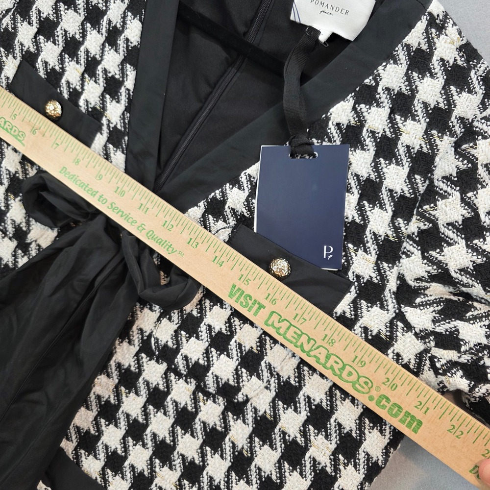 Tuckernuck Pomander Place Coco Tweed Bow Dress Black White Houndstooth Tweed Lg - Picture 4 of 12